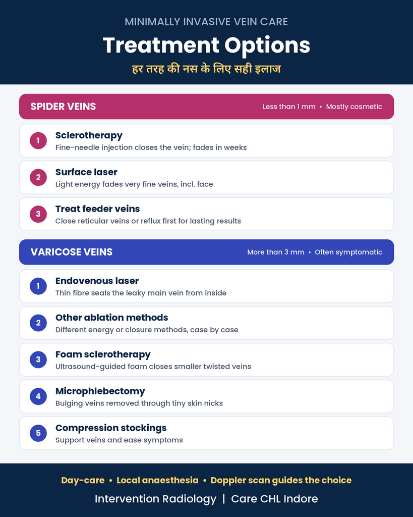 Difference between spider veins and varicose veins